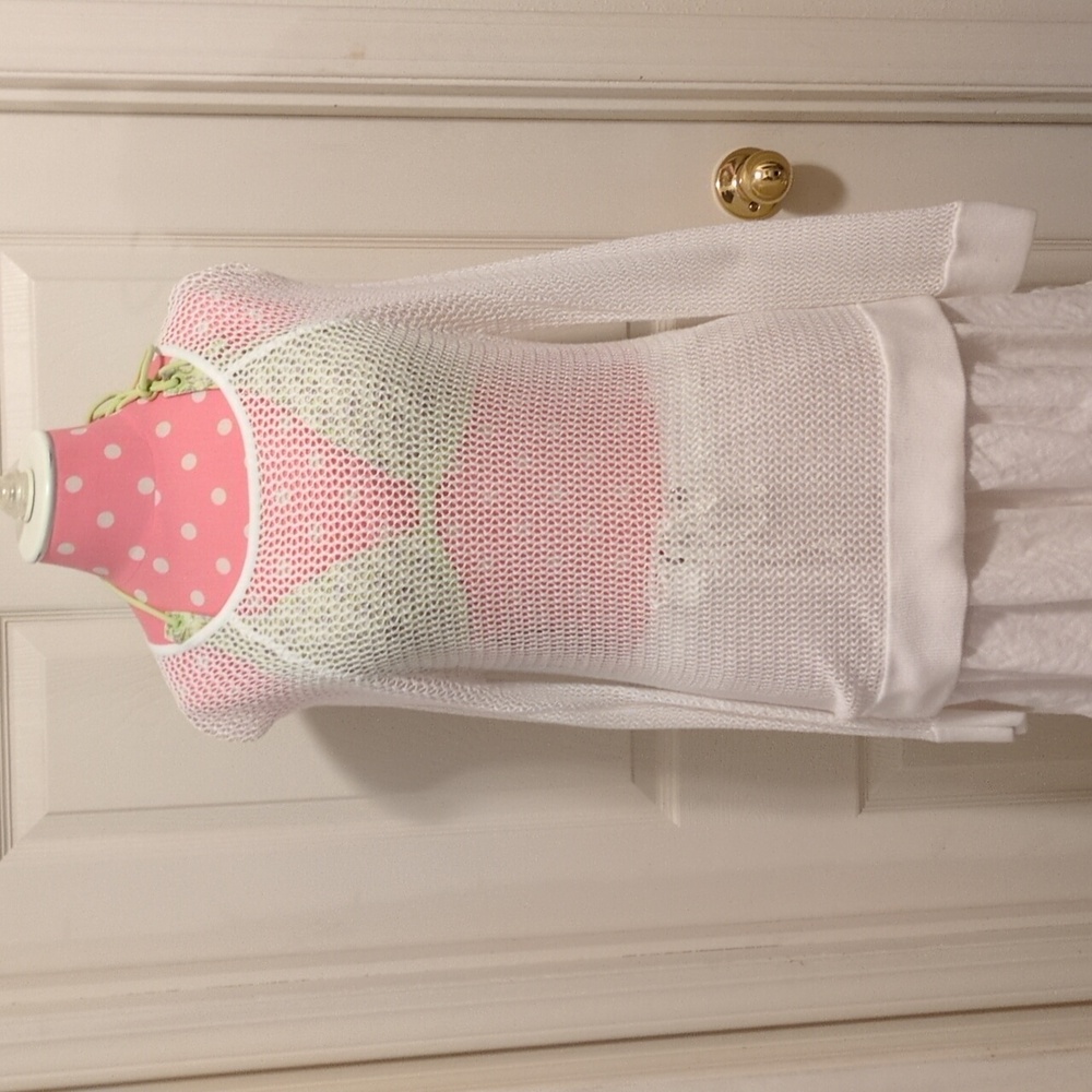 525 America White Mesh Knit Sweater S